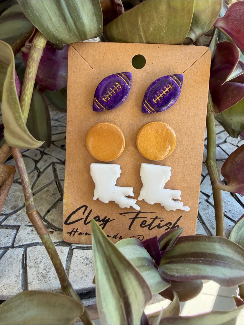 LSU FOOTBALL STUDS set of 3